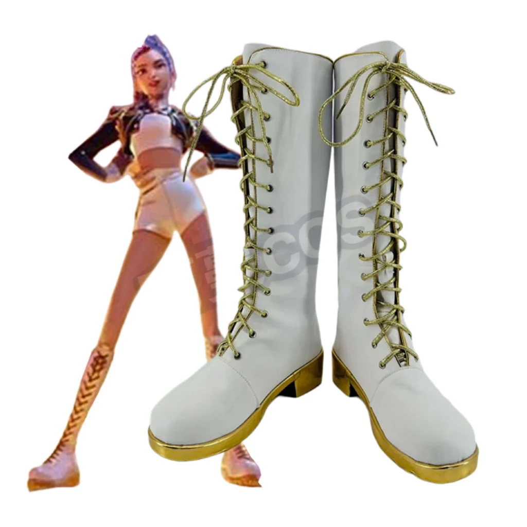 KPop chasseurs de démons Rumi bottes blanches tenue de danse chaussures Cosplay chaussures adultes enfants Halloween carnaval chaussures