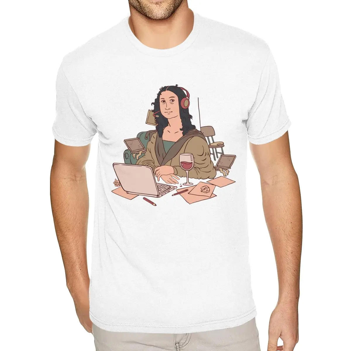 

Short Sleeves O Neck Cotton Home Office Mona Lisa Tee Rock Family S Tees