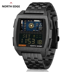 NORTH EDGE-reloj Digital para hombre, cronógrafo de estilo Retro Industrial de Metal, hasta 50M resistente al agua, deportivo, hora mundial, 2022