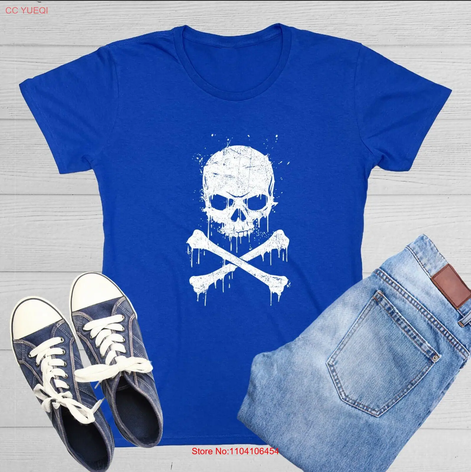 Drip Skull Sarcastic Novelty Graphics Funny Womens T-Shirt