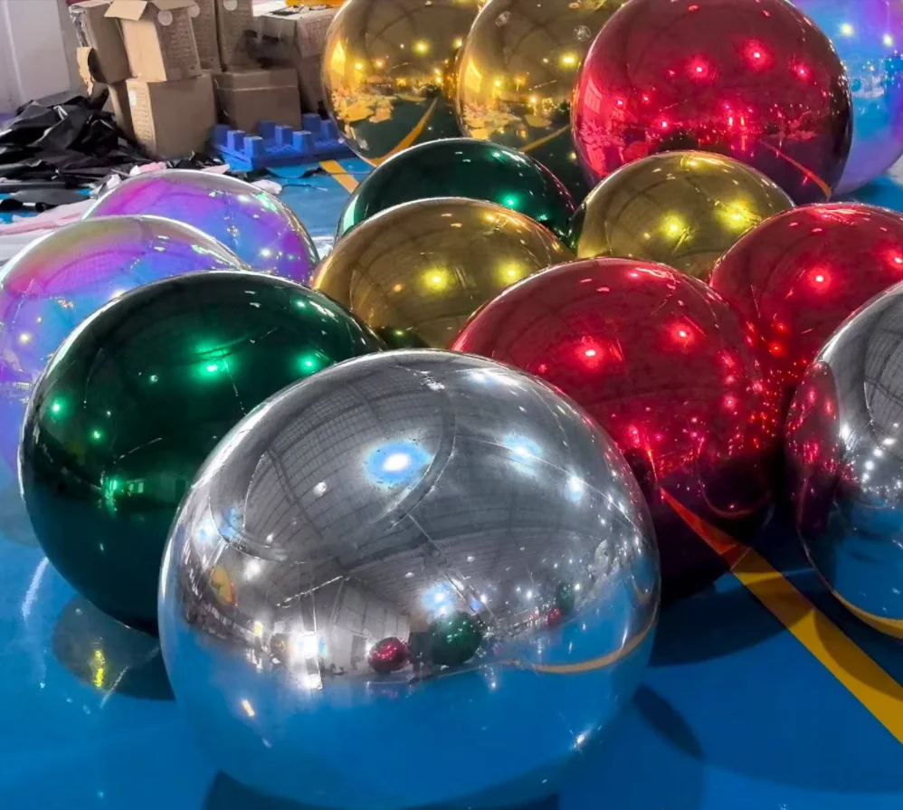 

Надувной зеркальный шар-сфера для мероприятий, свадеб, вечеринок, декор из ПВХ, большие блестящие металлические зеркальные надувные шары