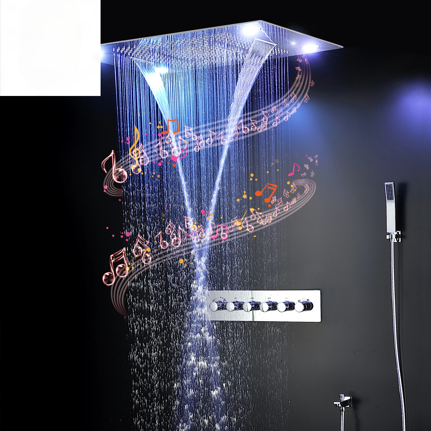 led rain mist waterfall shower head for 600x800mm thermostatic high flow shower system