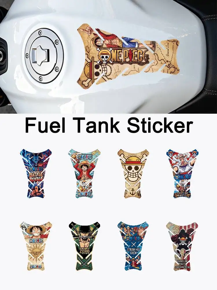 ONE PIECE Motorcycle PVC Tank Pad Tank Cap Protector Racing Sticker Universal