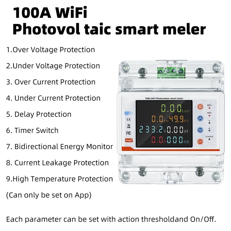 Tuya Wifi Single Phase 4P Intelligent Circuit Breaker Wifi Auto-Reclosing Voltage Current Protector Timer Switch