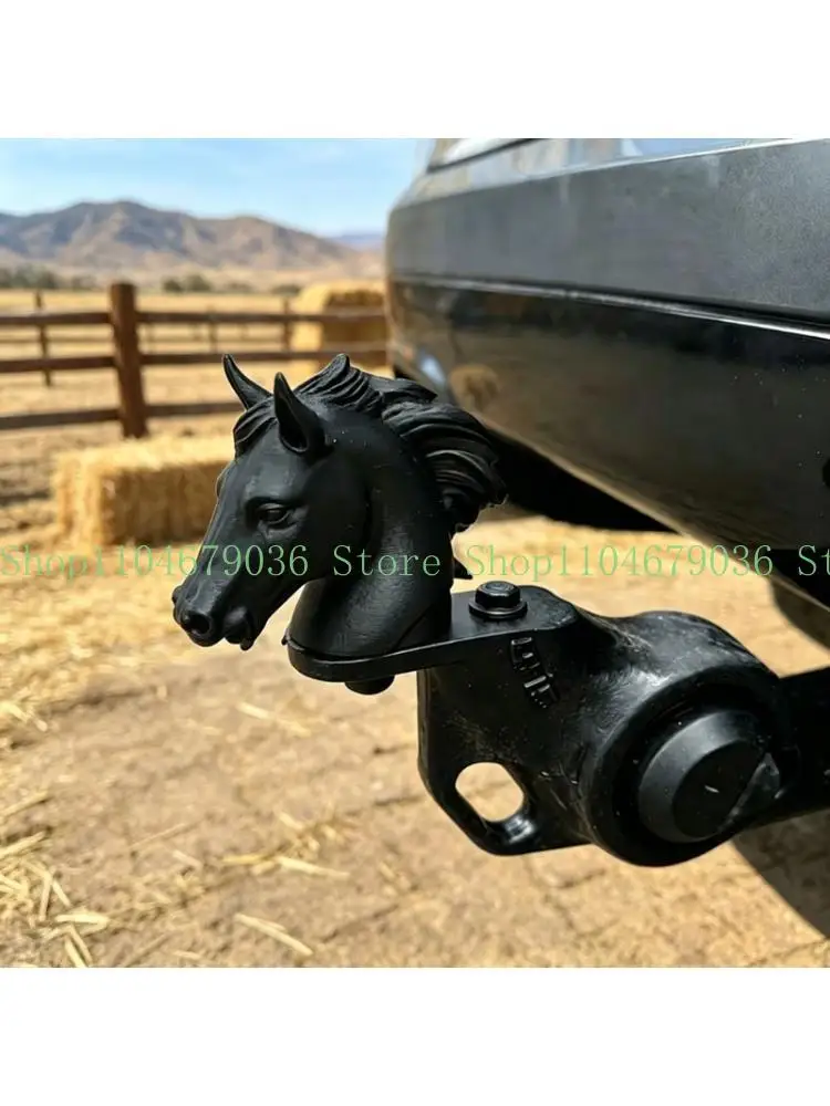 652F Easy Installation Modern Horse Head Design Trailer Hitch Cover Weatherproof Guard Protective Cover Decoration Caps