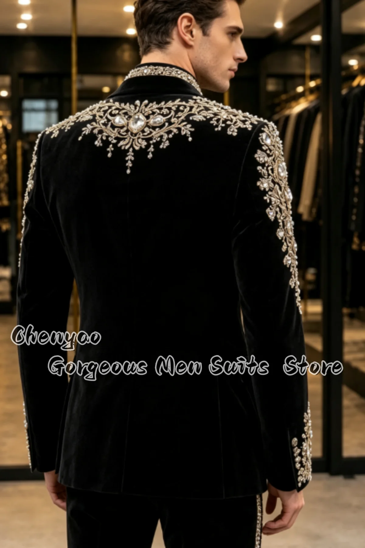 Jas Pria Mewah Custom Velvet T - Men'S Grooming Jacket ulasan dan harga