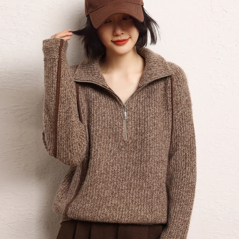 Winter Fashion Loose Thick Sweaters 100% Goat Cashmere Knitted Pullovers Hot Sale Women Soft Ladies Jumpers Clothes 2024