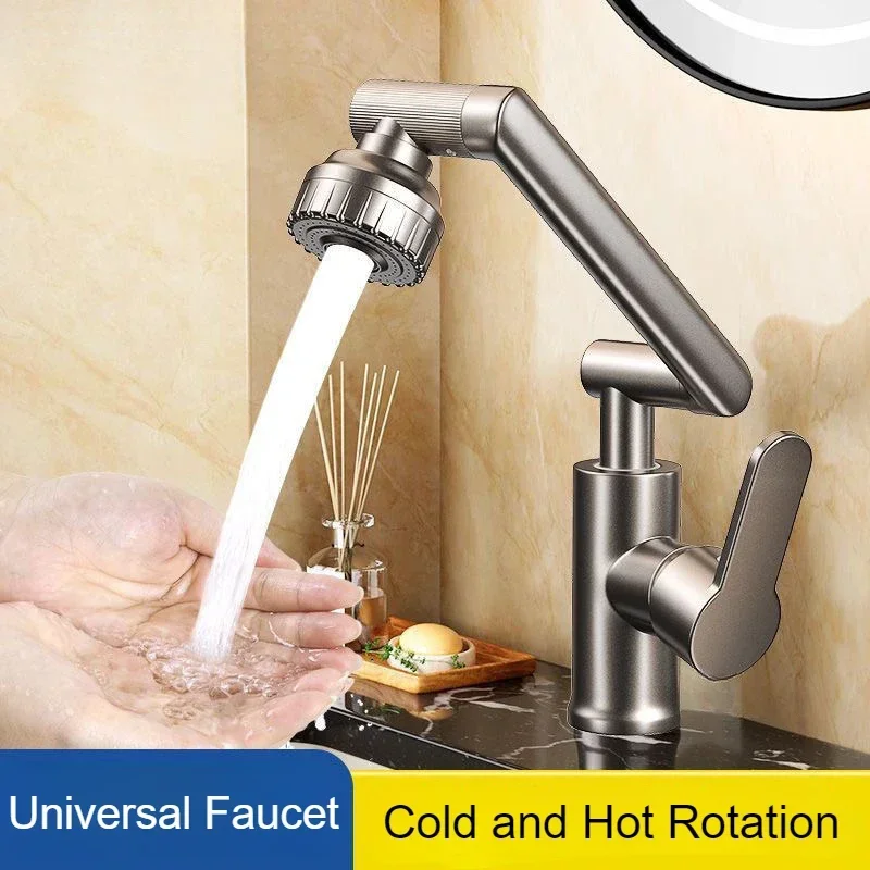 

Mechanical Arm Universal Bathroom Faucets Kitchen Splashproof Faucet Toilet Countertop Stainless Steel Hot and Cold Mixer Tap