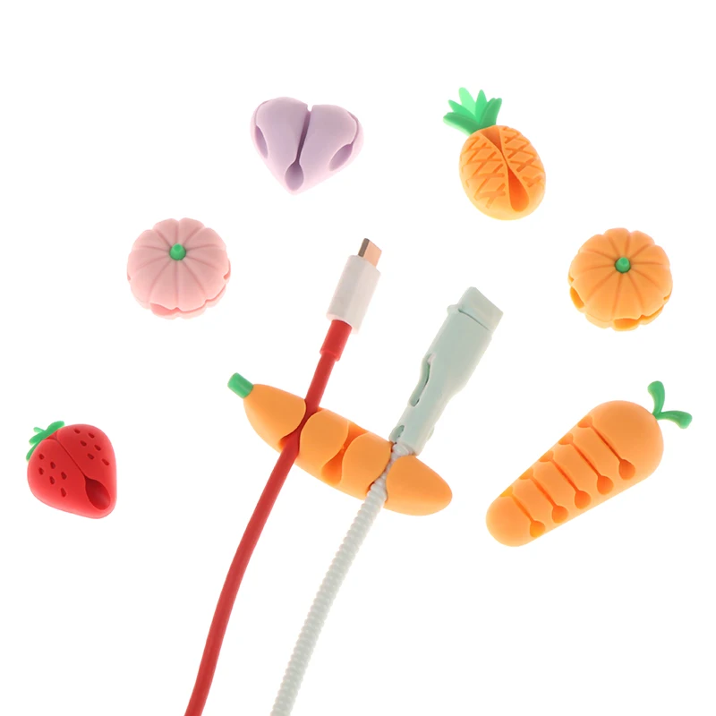 2/4Pcs Cute Love Pineapple Cable Winder Cable Organizer Adhesive Cord Holder Multipurpose Wire Management Clips For Desk Wall