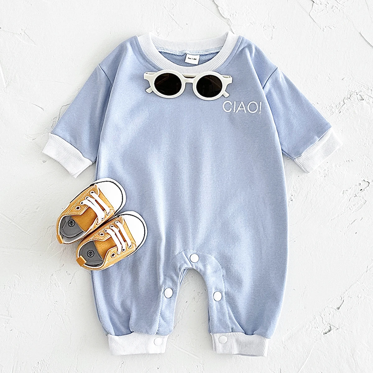 0-18M Infant Baby Bodysuit Solid Color Sweatshirt Spring Autumn Romper Buttons Newborn Comfortable Jumpsuits Boys Girls Clothing