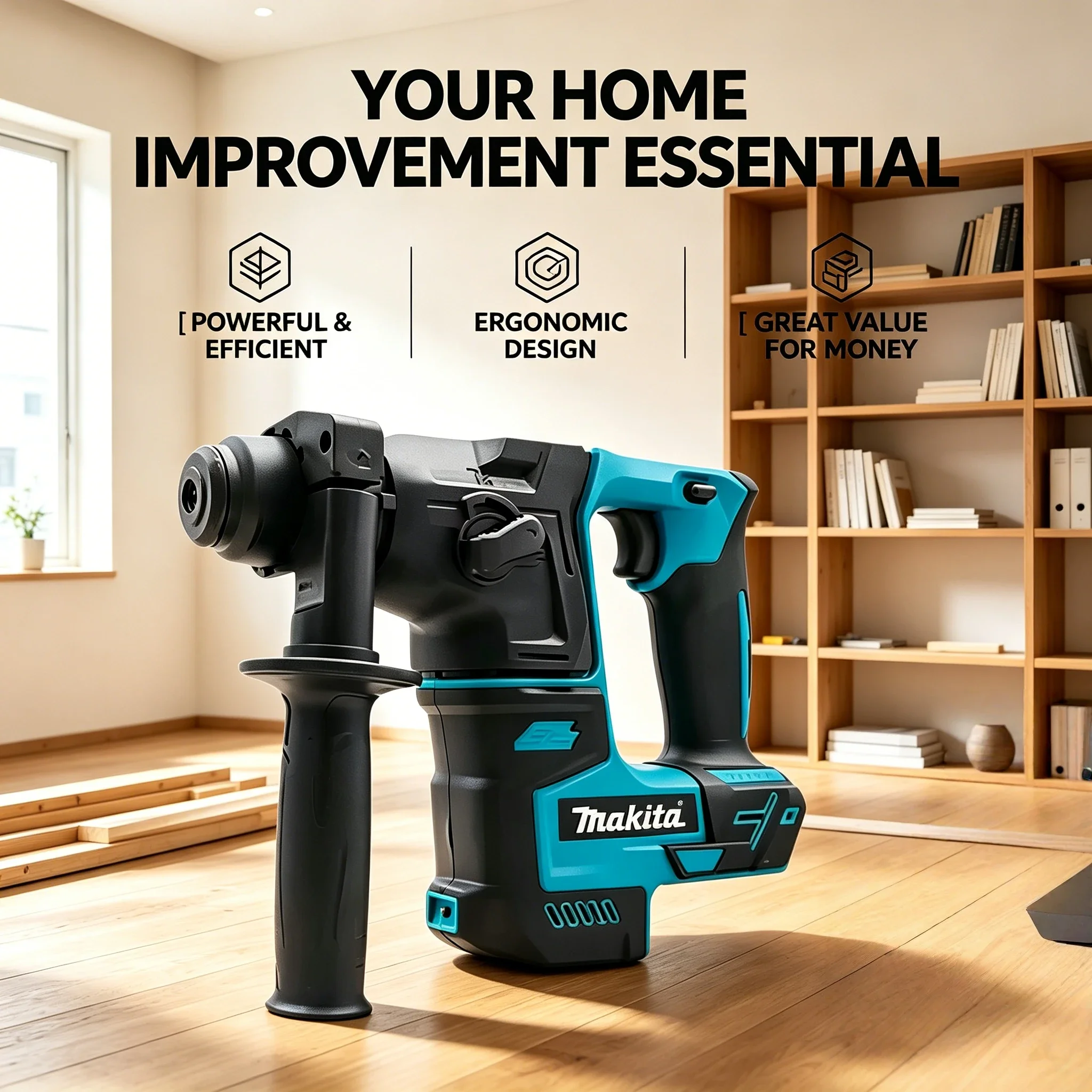 Makita HR140D Brushless Electric Hammer 18V, Multi-material Drilling Tool with LED Light for Concrete Metal Wood, Bare Unit