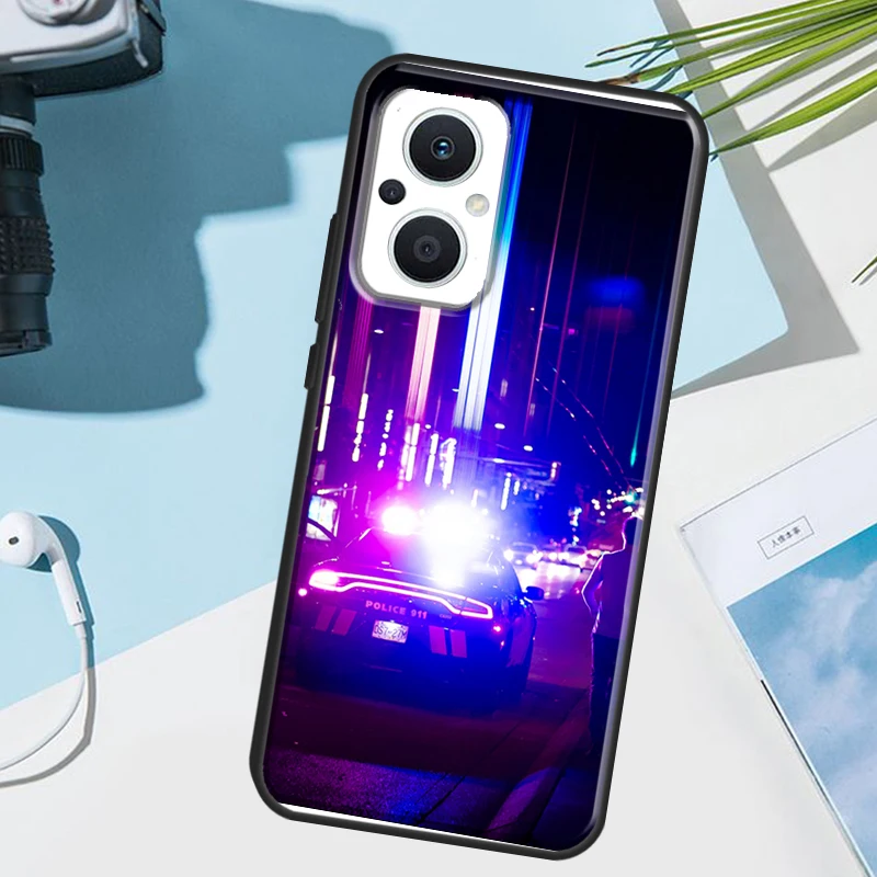 الشرطة سيارات ضوء في الليل جراب هاتف ل ممن لهم رينو 12 12F 13 13F 11 8T 7 8 10 برو ممن لهم البحث X8 X6 برو X3 X5 لايت غطاء