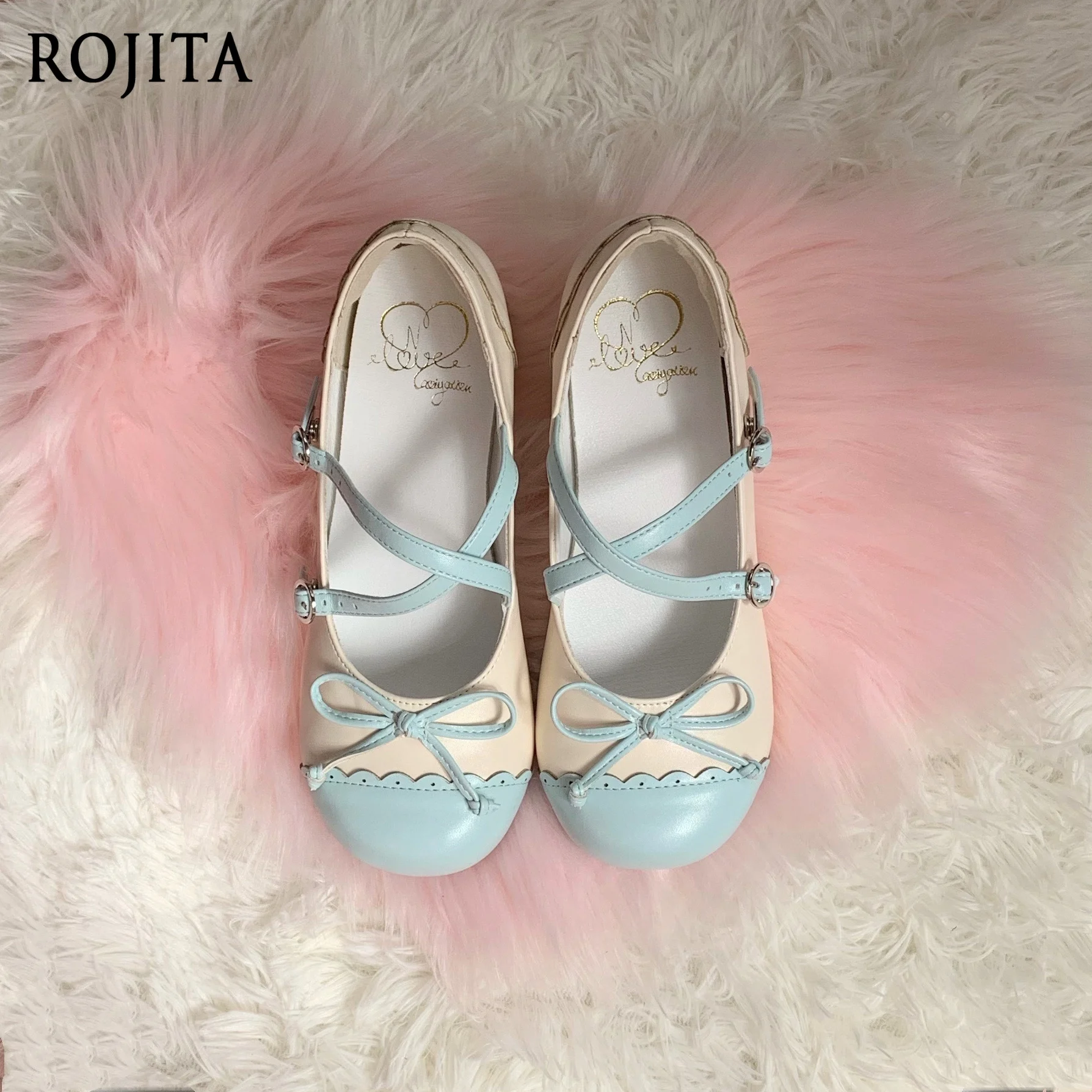 

Lolita Small Leather Shoes with Cute Round Toe Flat Shoes Japanese Style Single Shoeses Authentic Original Lo Shoeses