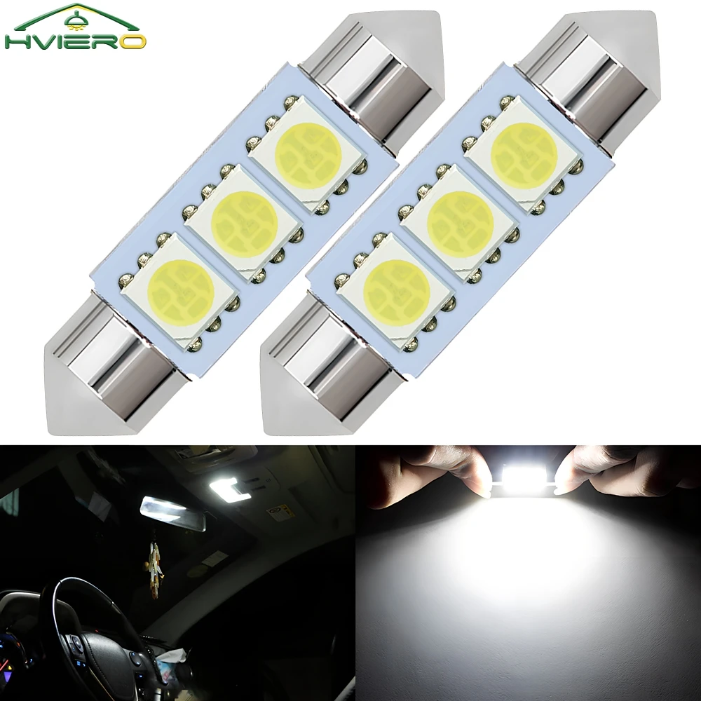 

2 шт. белая потолочная лампа C5W C10W 5050 3SMD 31/36/39/41 мм DC12V автомобильные права светодиодные купольные гирлянды дверные лампы для чтения интерьер