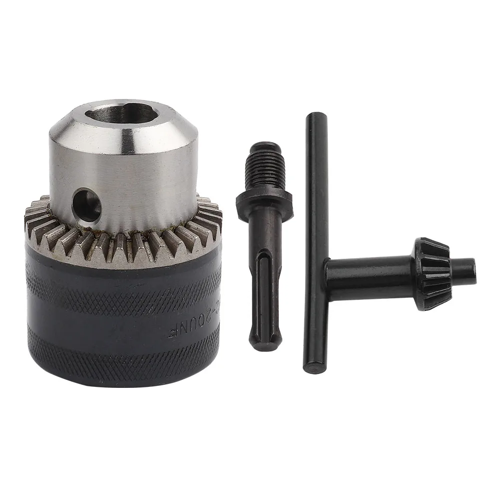 3.0-16MM 1/2-20UNF Drill Chuck Adapter Kit Key Type Drill Chuck with Round Shank Adapter Drill Chuck with Key