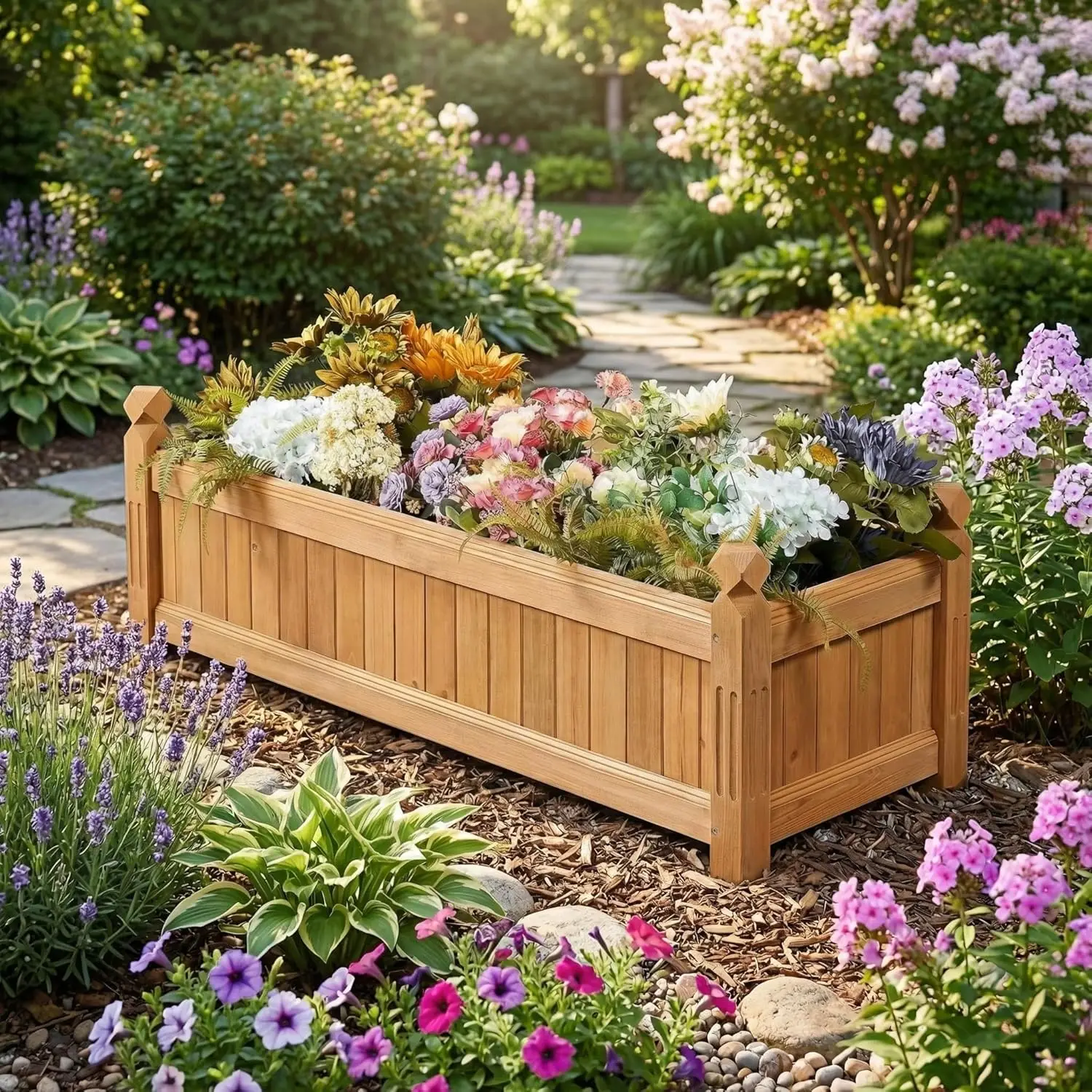 

Wooden Raised Garden Bed,Rectangular Planter Box for Vegetables, Fruits, Flowers, Herbs,Outdoor Elevated Planting Container