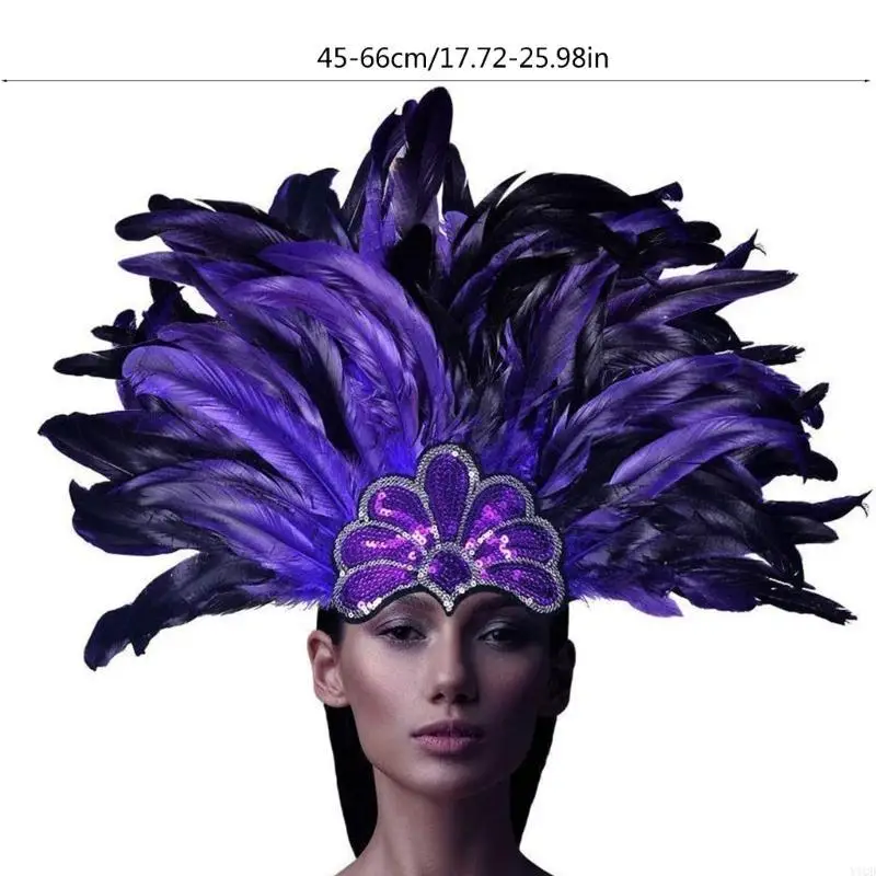 Cerchietto per capelli per feste per banchetti, fascia per capelli con piume indiane, per ragazze etniche, per Halloween