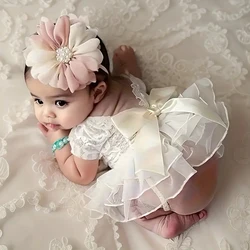 Flower Tutu & Bow Skirt Set, Newborn Baby Photography Costumes, Baby Girls Headdress Photography Costume