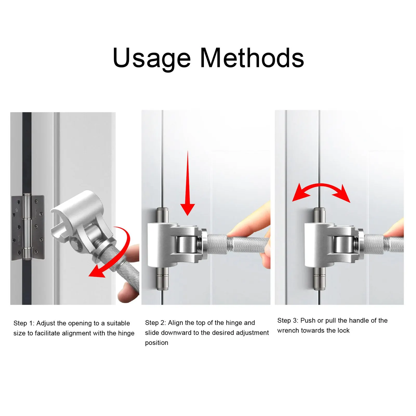 Adjustable Hinge Wrench Upgraded Door Hinge Adjustment Tool Stainless Steel Adjustable Hinge Repair Wrench for Sagging Doors