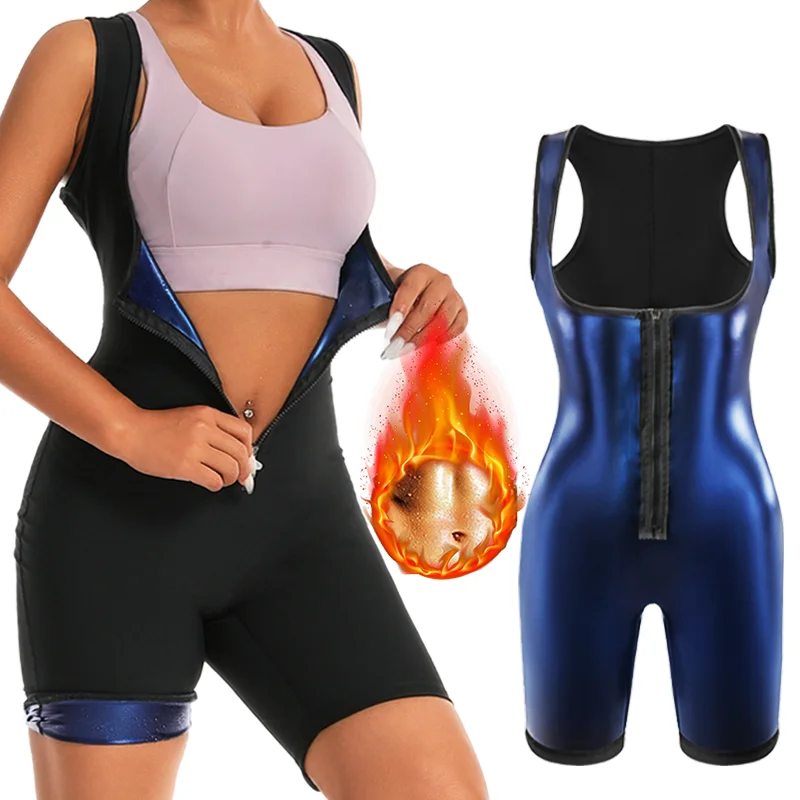 3-in-1-Overall für Fitnessstudio, Ganzkörper-Overall, Fitness-Sauna-Anzüge für Frauen, Gewichtsverlust-Bodys, Schlankheitsweste, Shorts, Workout, Taillentrainer