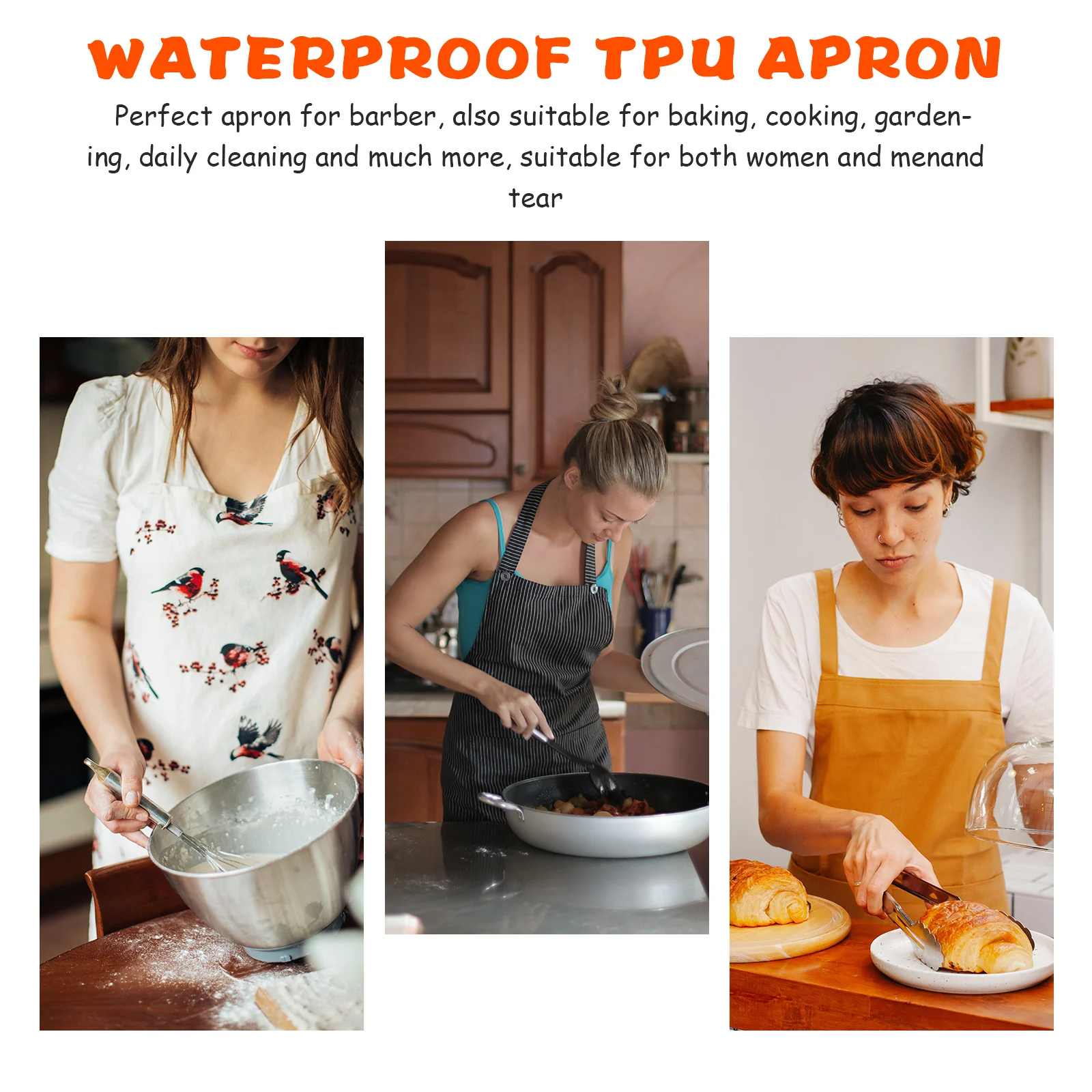 

Waterproof TPU Apron Oil Proof Kitchen Home Shop Work Clothes White 88cm Long Reusable Stain Resistant Barber Hair Stylist Men