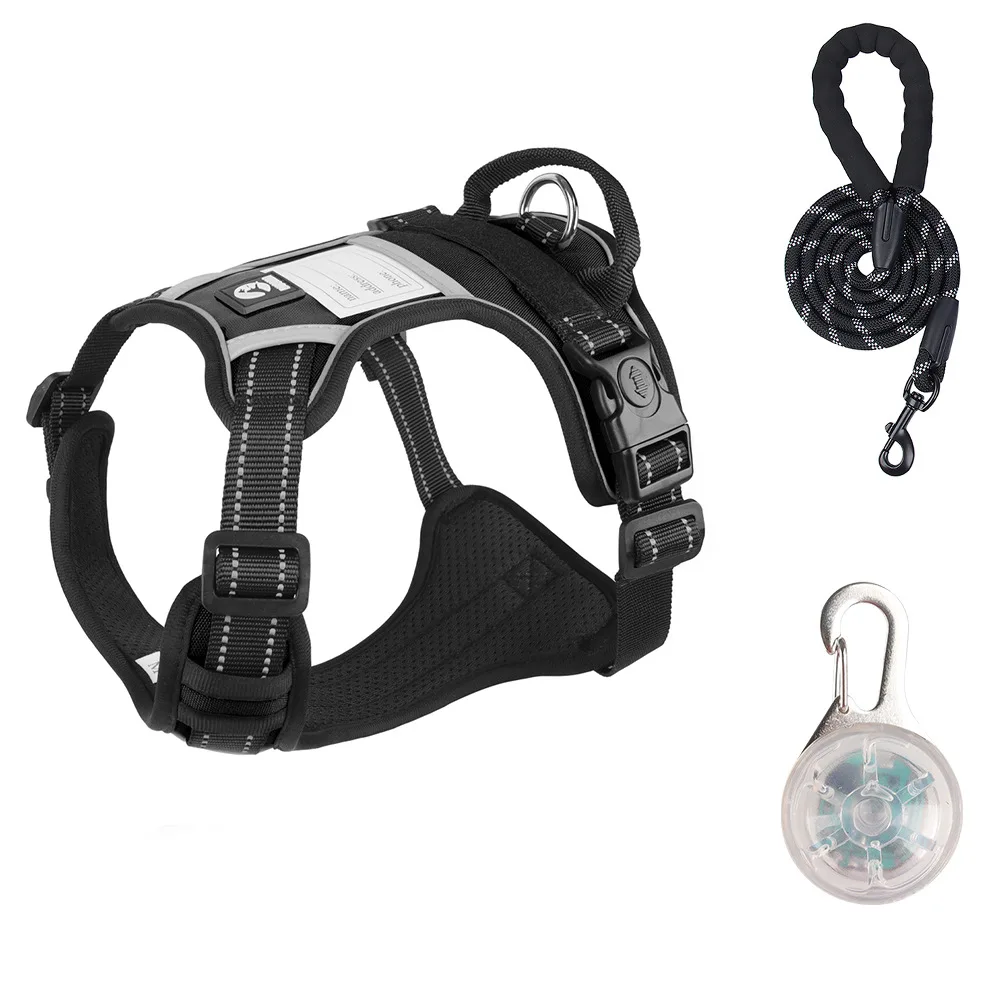 

Dog Harness with Airtag Holder and Leash Set-Premium Oxford Breathable Material Durable Reflective Dog Harness and Leash Set
