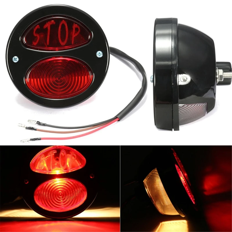 

Universal Stop 12V Motorcycle Cafe Racer Retro Red Rear Tail Light Brake Taillight Stop Light Lamp