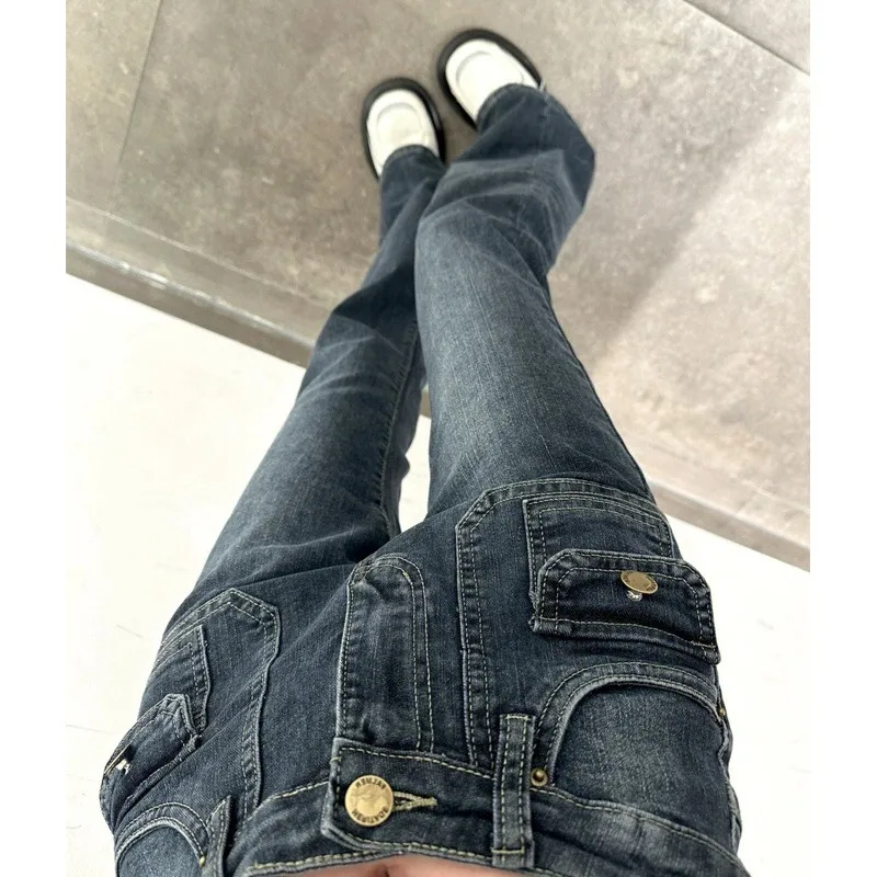 

High Waist Bell Bottom Denim Jeans Women's Autumn Fashion Slimming Workwear Cotton Stretch Blue Jeans Bell Pants