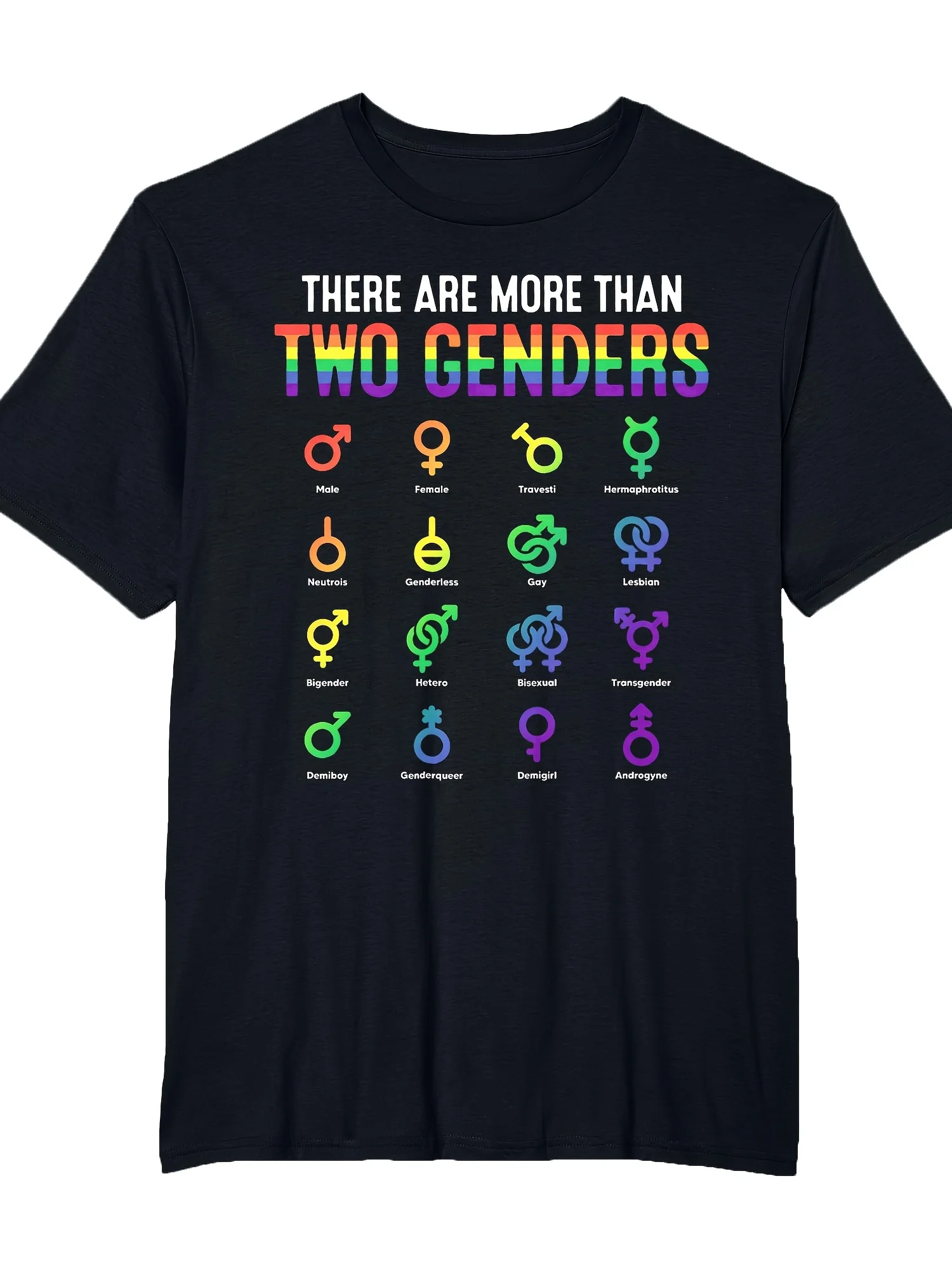 2026 Men'S Retro LGBT+ Friendly Gender Chart T-Shirt - Featuring Gender Symbols & Inclusive Pronouns, Relaxed Fit Casual Crew Ne