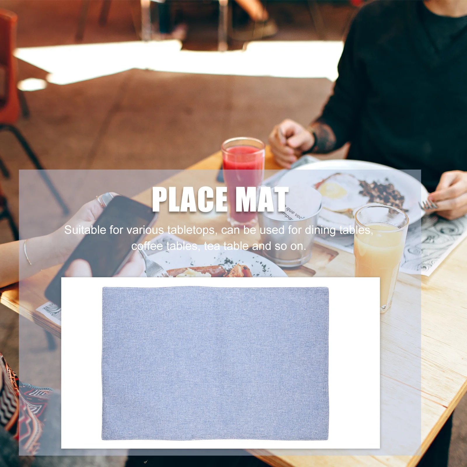 

4 Pcs Black Linen Placemats Double Layer Non Slip Wear Resistant Foldable Dining Table Coffee Table Home Hotel Reusable Washable