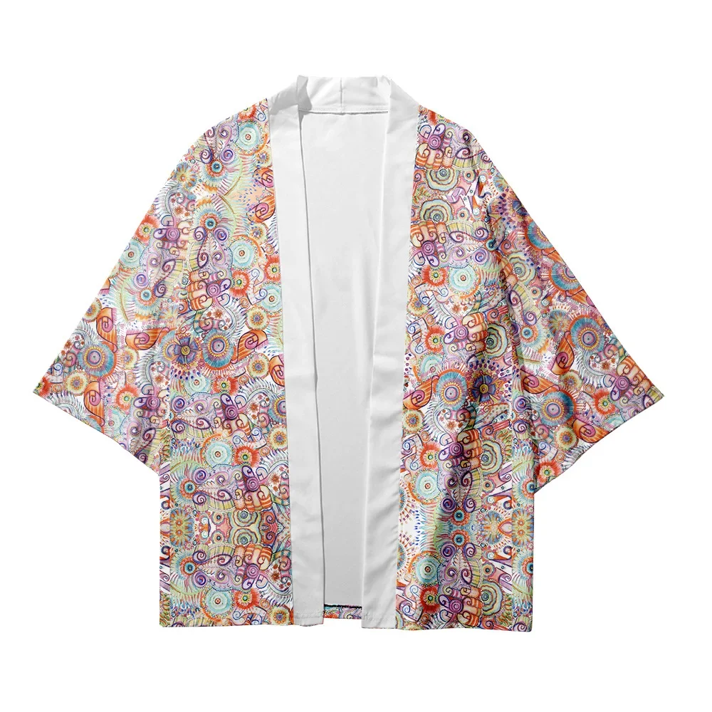 Men's Japanese Kimono Women Traditional Forest Pattern Kimono Casual Loose Jacket Kimono Cardigan Beach Shirt Chic Bathrobes