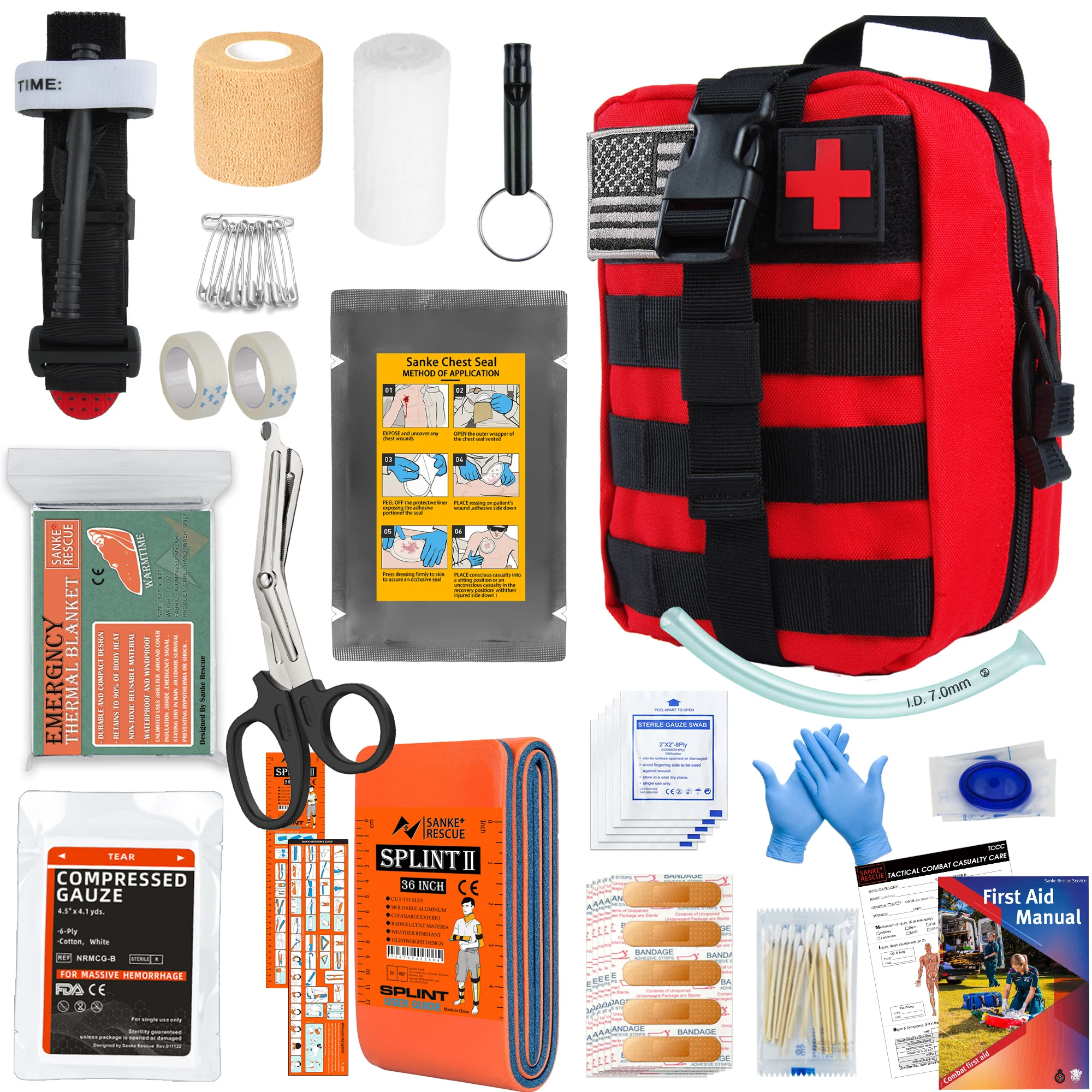 Survival Kit First Aid Survival Gear with Molle System Compatible Bag Earthquake Outdoor Adventure Hiking Hunting Gifts for Men