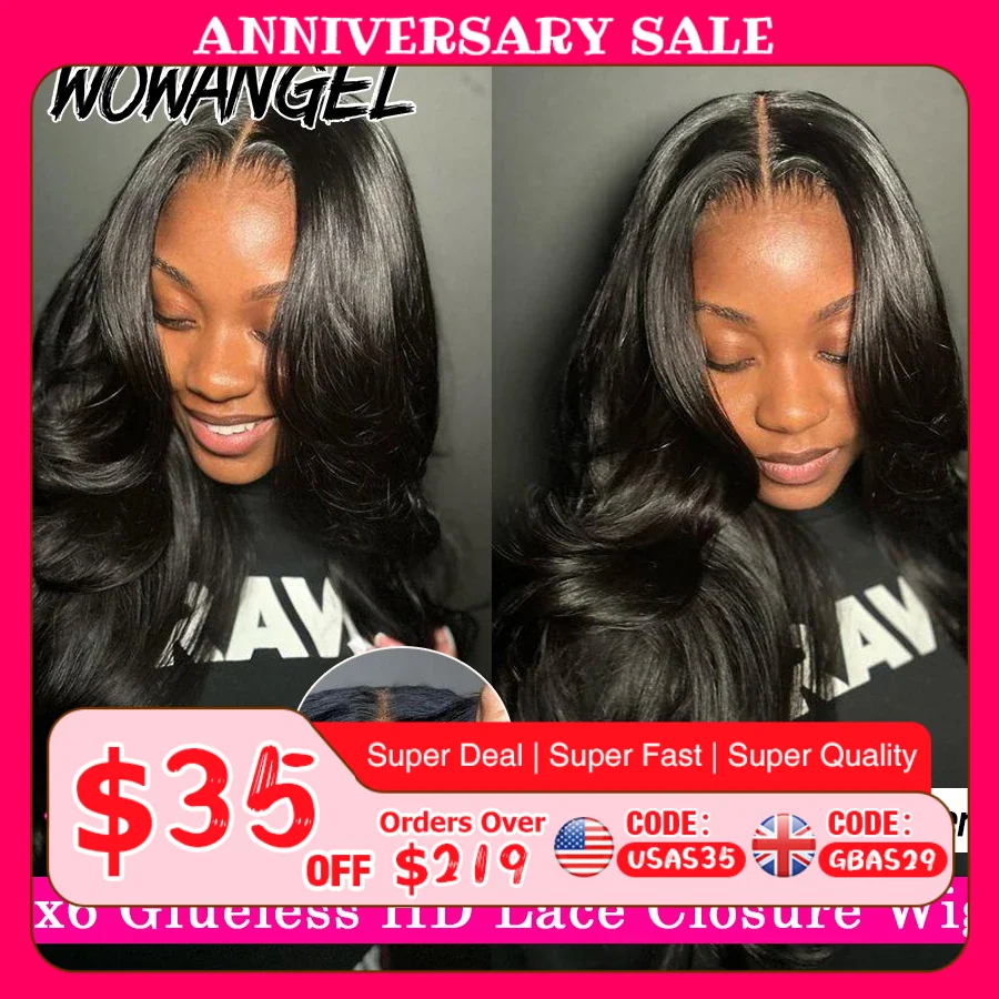 

Wow Angel 2x6 HD lace Closure Wigs Body Wave Glueless Wig Human Hair Ready To Wear Deep Part HD Lace Closure Wigs For Woman