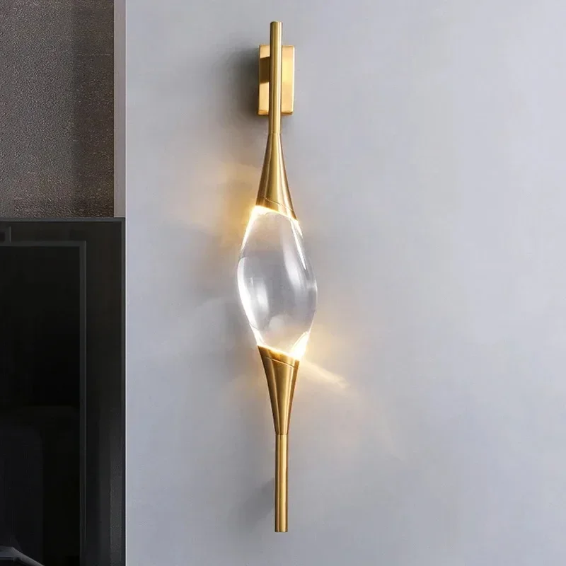 

Modern Luxurious Copper And Crystal Wall Lamps - Living Room Wall Lamps, Bathroom, Bedroom, Foyer, Dining Room, Balcony, Stairca
