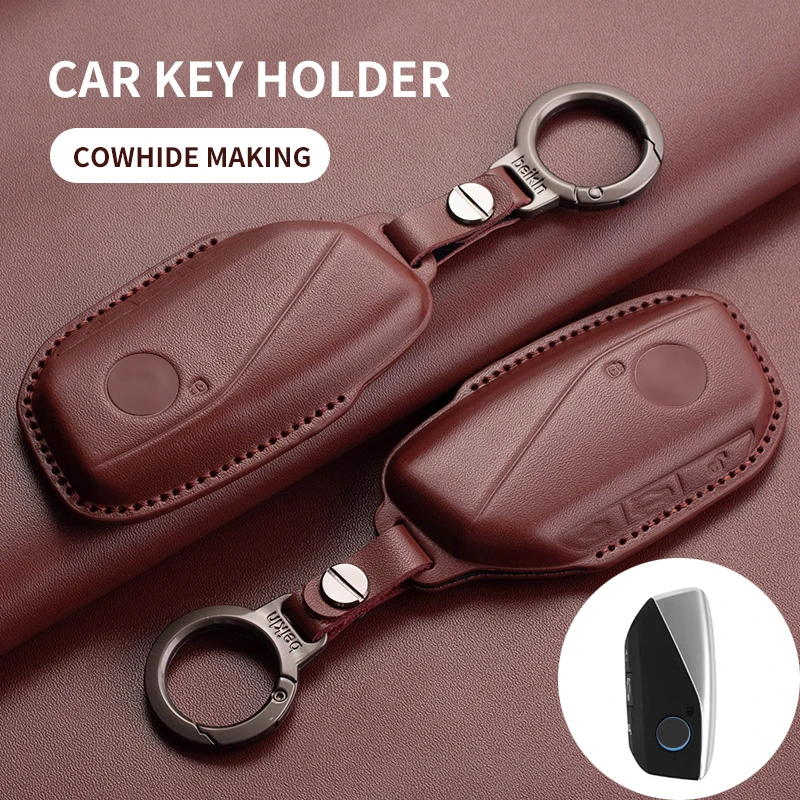 

Leather Car Key Case Cover for BMW New X1 Energy Ix XM X1 I7 X7 7 Series 2023 Smart Remote Key Protect Shell Bag