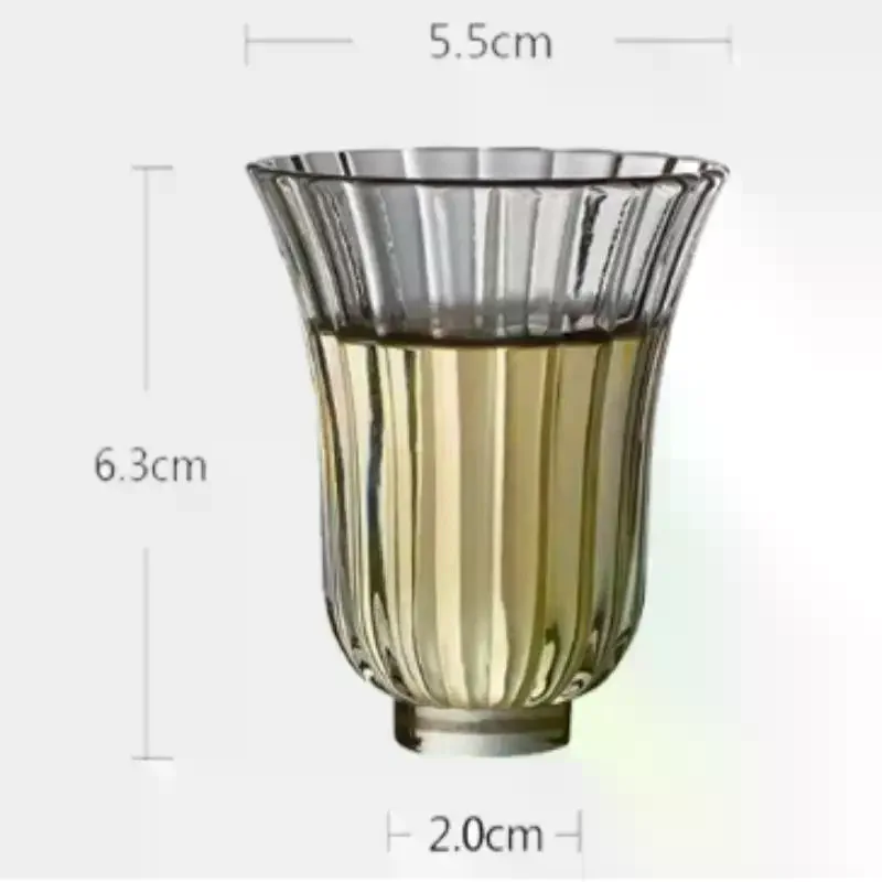 50ml Japanese Floral Design Glass Tea Cup Transparent Heat Resistant Teacup Portable Gongfu Tea Mug for Outdoor Travel