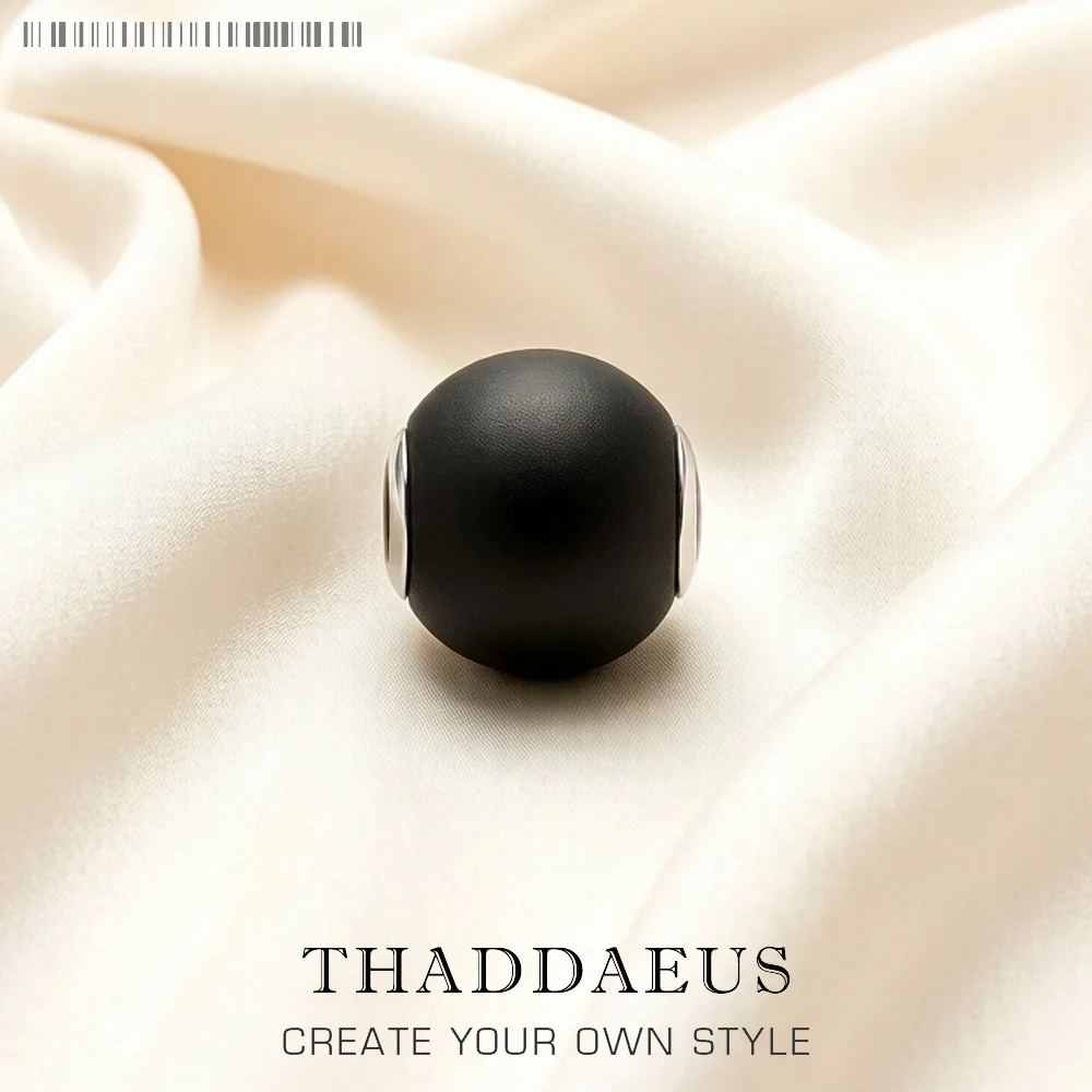 Beads Obsidian Matt 925 Sterling Silver 4.5mm Hole Jewelry Karma Charms European Accessories