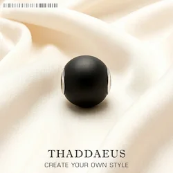 Beads Obsidian Matt 925 Sterling Silver 4.5mm Hole Jewelry Karma Charms European Accessories