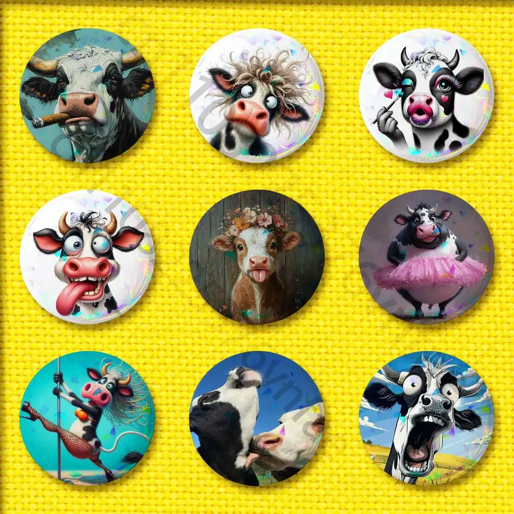 

Bull Milk Dairy Cow Ox Badge For 44mm 32mm 58mm 25mm 75mm Round Pin Brooch Insignia Case Collectibles