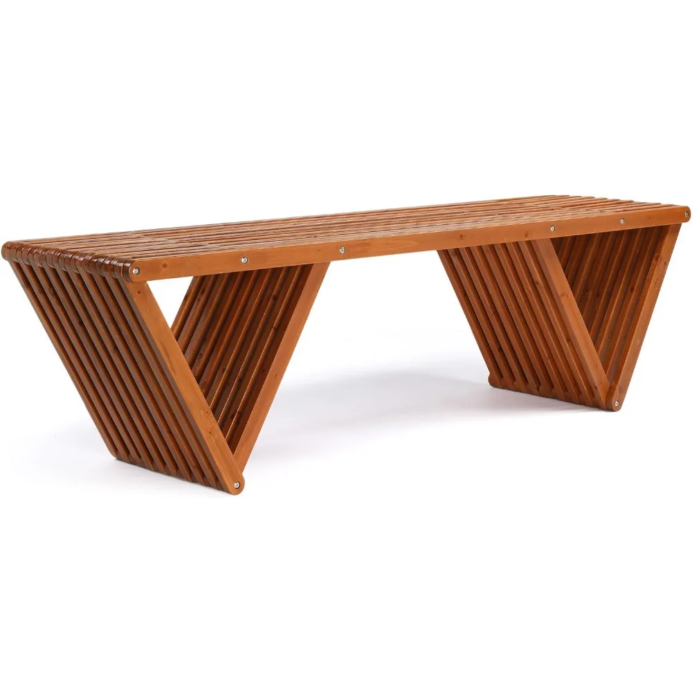

Outdoor Wooden Bench, 63" All Weather Patio Bench Porch Bench, 600lb Capacity Outdoor Backless Benches for Yard Park Garden