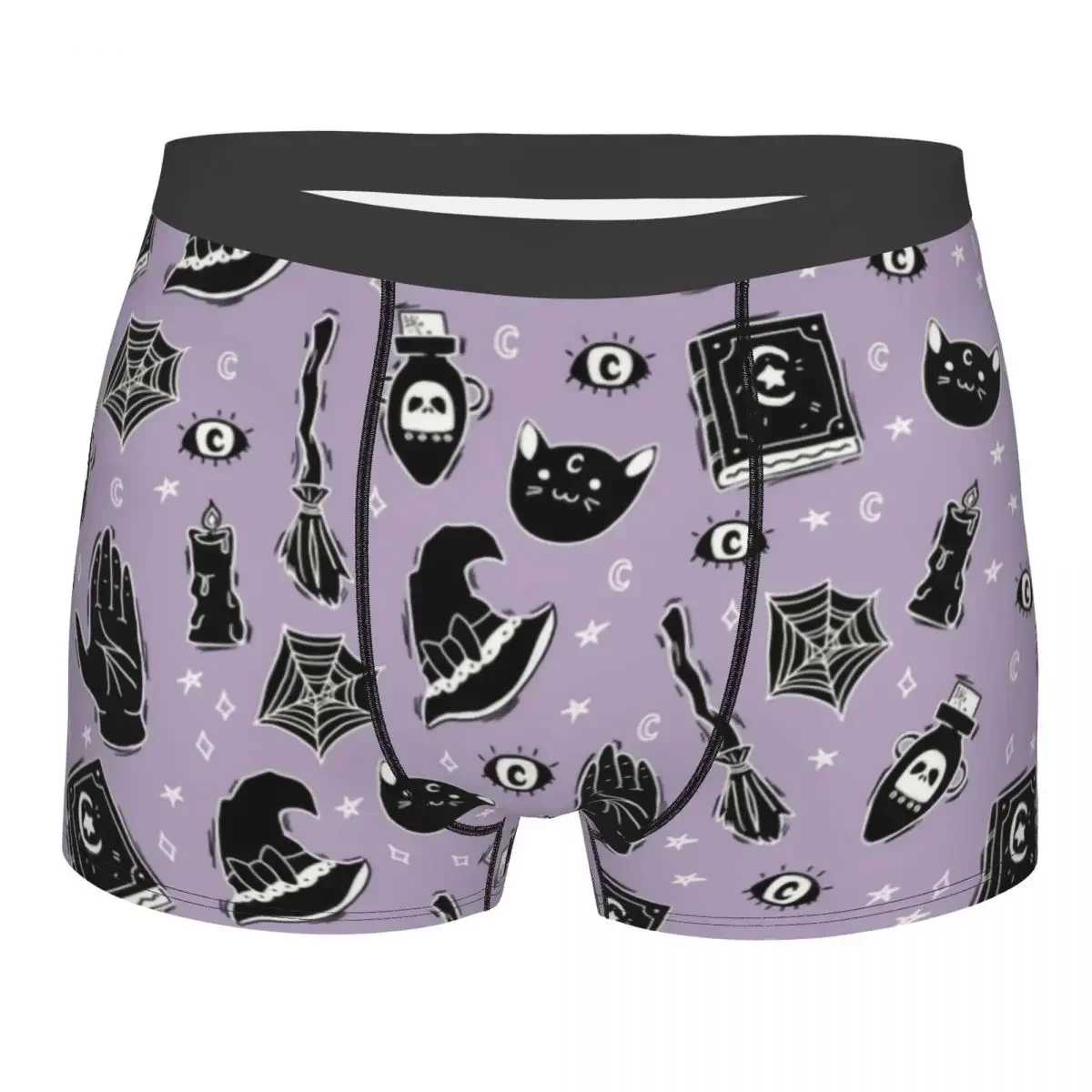 Custom Witchy On Pastel Underwear Men Stretch Halloween Witch Boxer Briefs Shorts Panties Soft Underpants For Homme