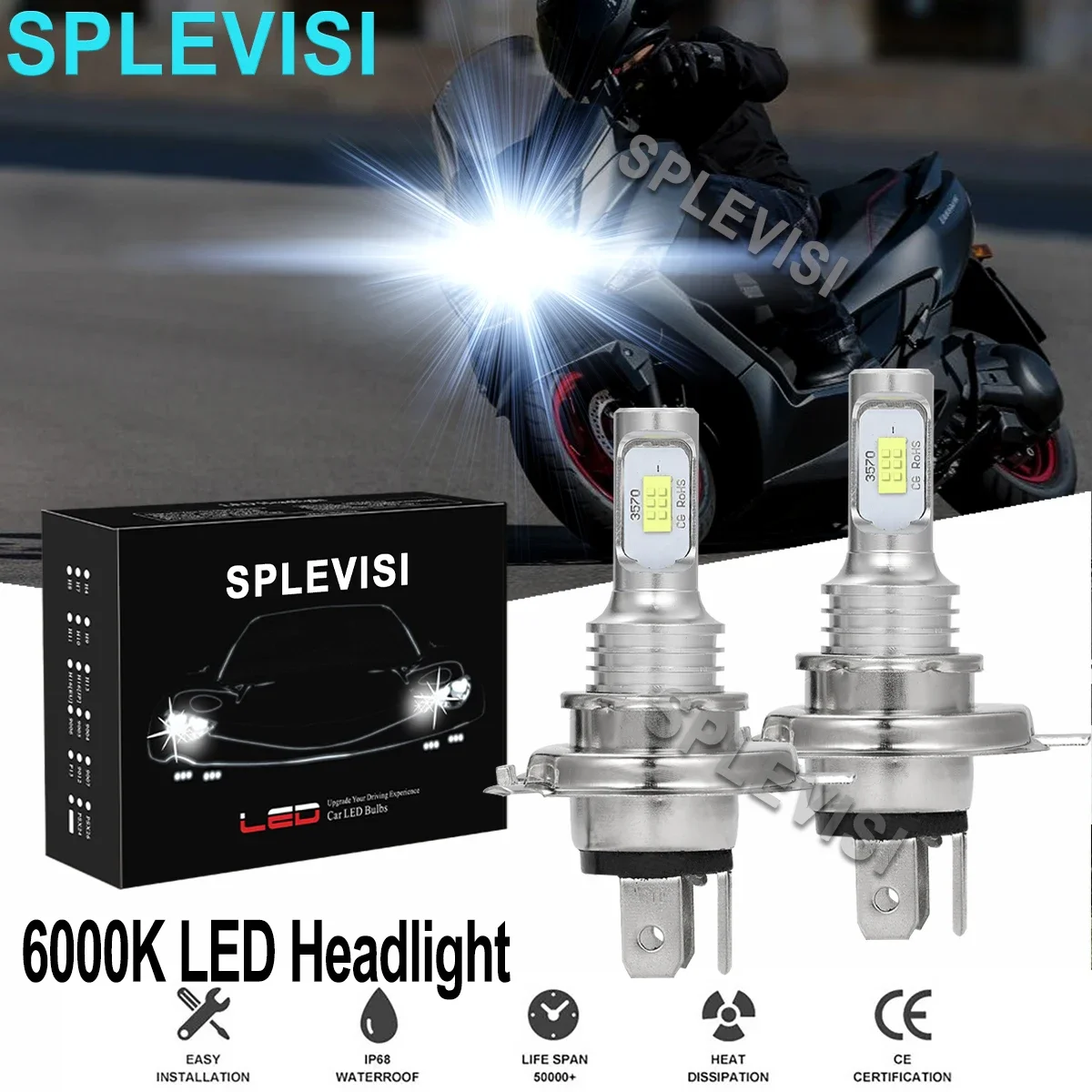 

2x70W 6000K White Motorcycle Headlight For Suzuki BURGMAN AN400 2008-2015 GSXR1100 1986-1998 Katana 1100 1988-1993 750 1989-2006