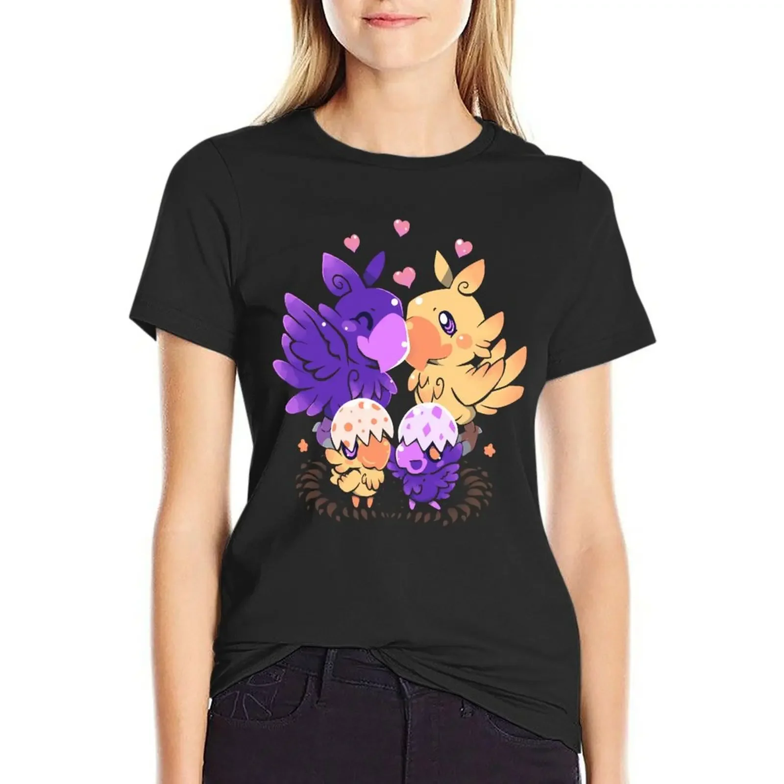 Camiseta Loving Choco Family, ropa vintage negra, camisetas recortadas de moda coreana para mujer
