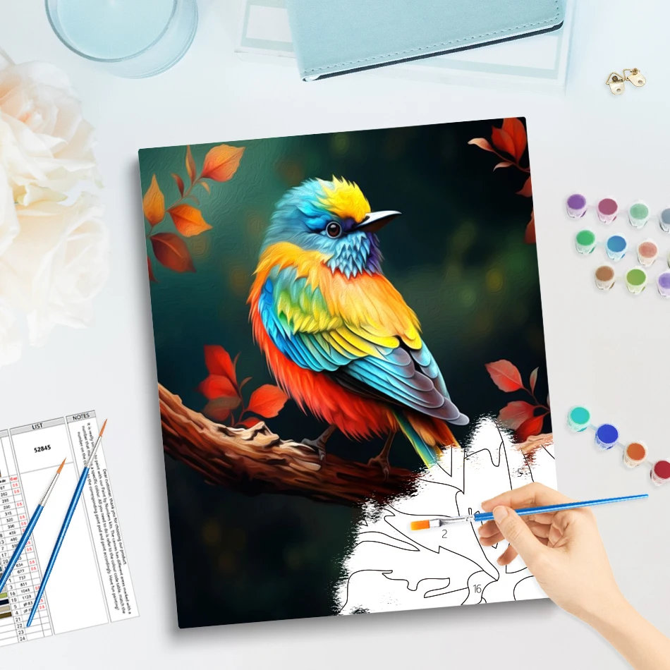 لوحة GATYZTORY بالأرقام على قماش الطيور الحيوانات للمبتدئين صور بالأرقام علامات ملونة صورة رسم ديكور المنزل