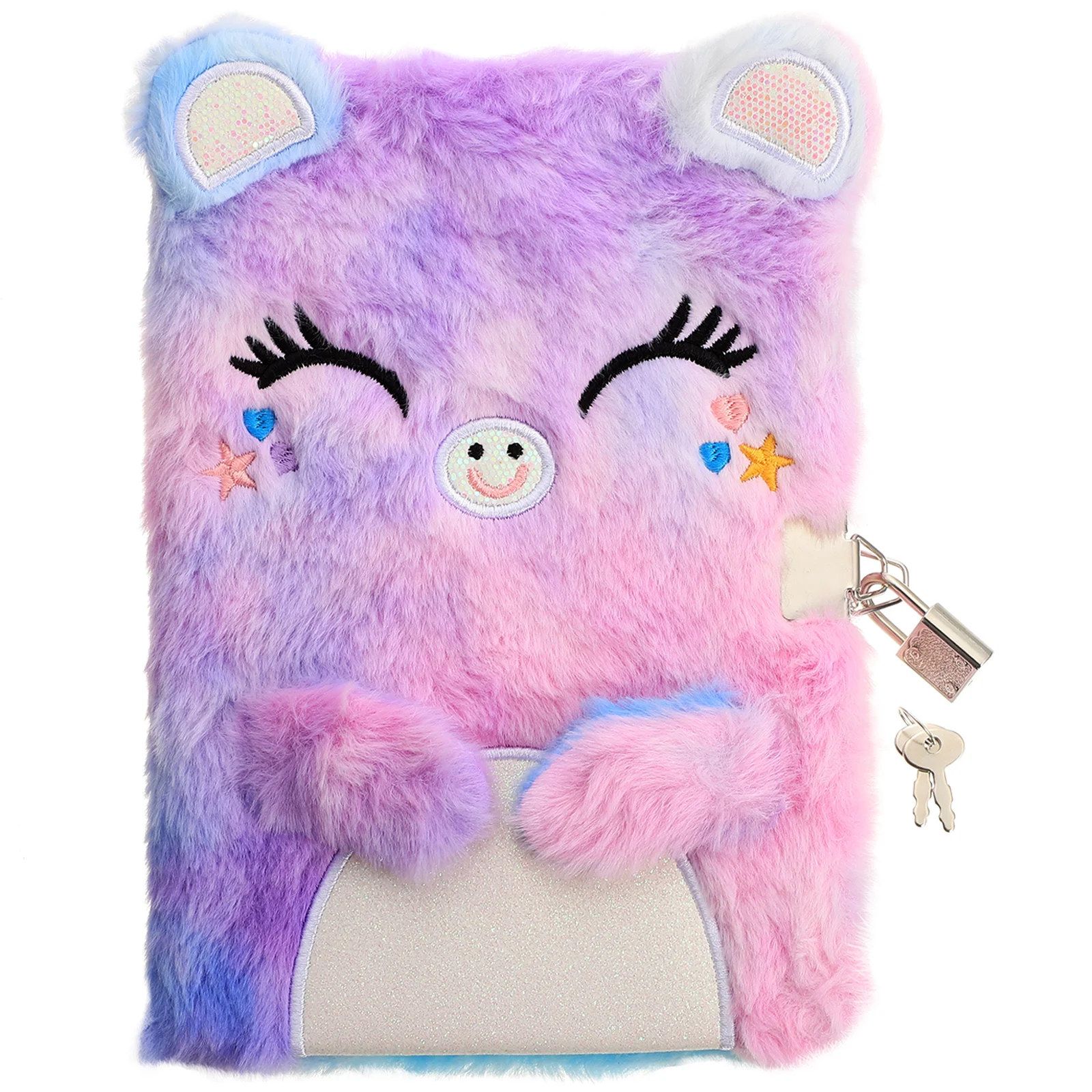 

Notebook with Lock Plush Diary Cartoon Notepad Girl Stationery Hairy Student Fluffy Metal