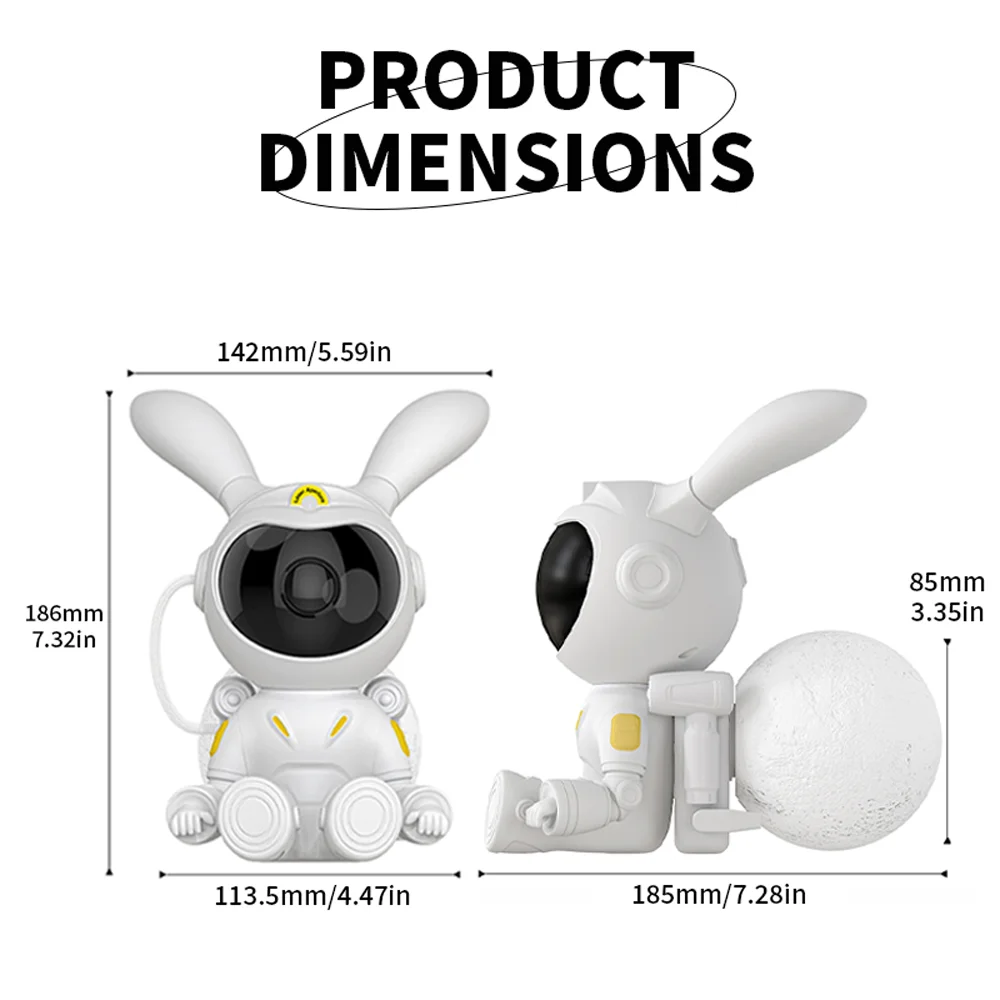 Astronaut Rabbit Galaxy Projector Lamp, Astronaut Starry Night Light Rotating Nebula Stars