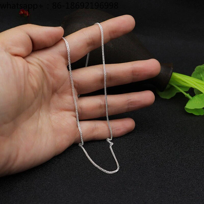 999 Sterling Silver Versatile Chain Necklace Women's and Men's Silver Chain Couple Snake Bone Single Chain Adjustable PlainChain