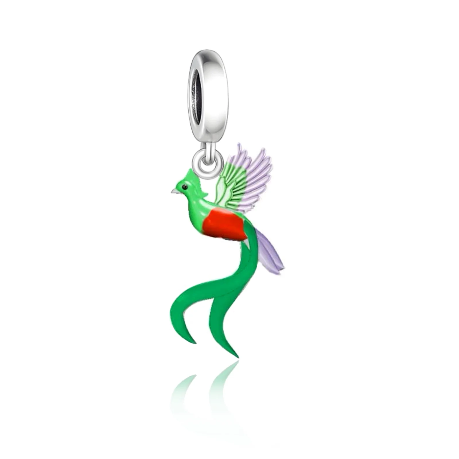 Ajuste Original pulsera 100% Plata 925 verde colorido pájaro Quetzal Guatemala Animal cuenta para hacer mujeres Berloque nuevo