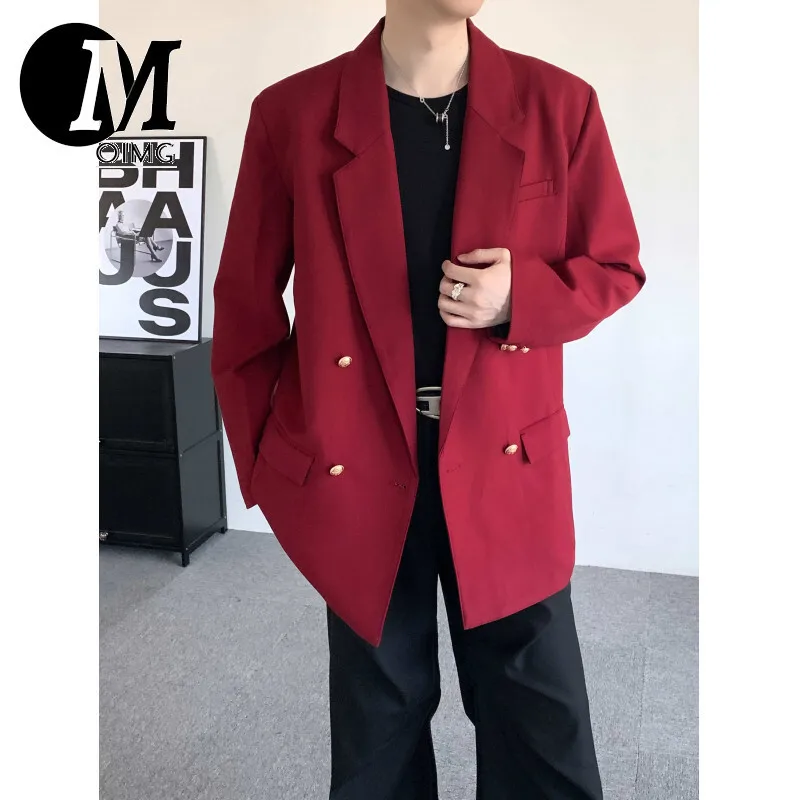 [OIMG] Autumn New Chinese Red Large Double Breasted Abstinence Series Suit Collar Couple's Coat