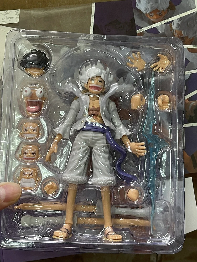 

One Piece Gear 5 Luffy Action Figure Interchangeable Heads Hands Faces Collectible Model Gift For Anime Fans Display Collection